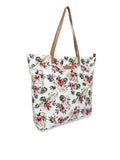 תיק כתף גדול למדי, צבעים מאוחדים של בנטון  - לבן פרחוני מודפס