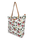 תיק כתף גדול למדי, צבעים מאוחדים של בנטון  - לבן פרחוני מודפס